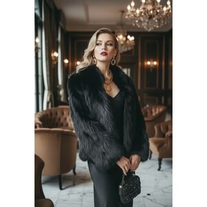 Mob wife Kamal Quality Natural Fur LA NY Europe L Korea Black Rabbit Jacket coat